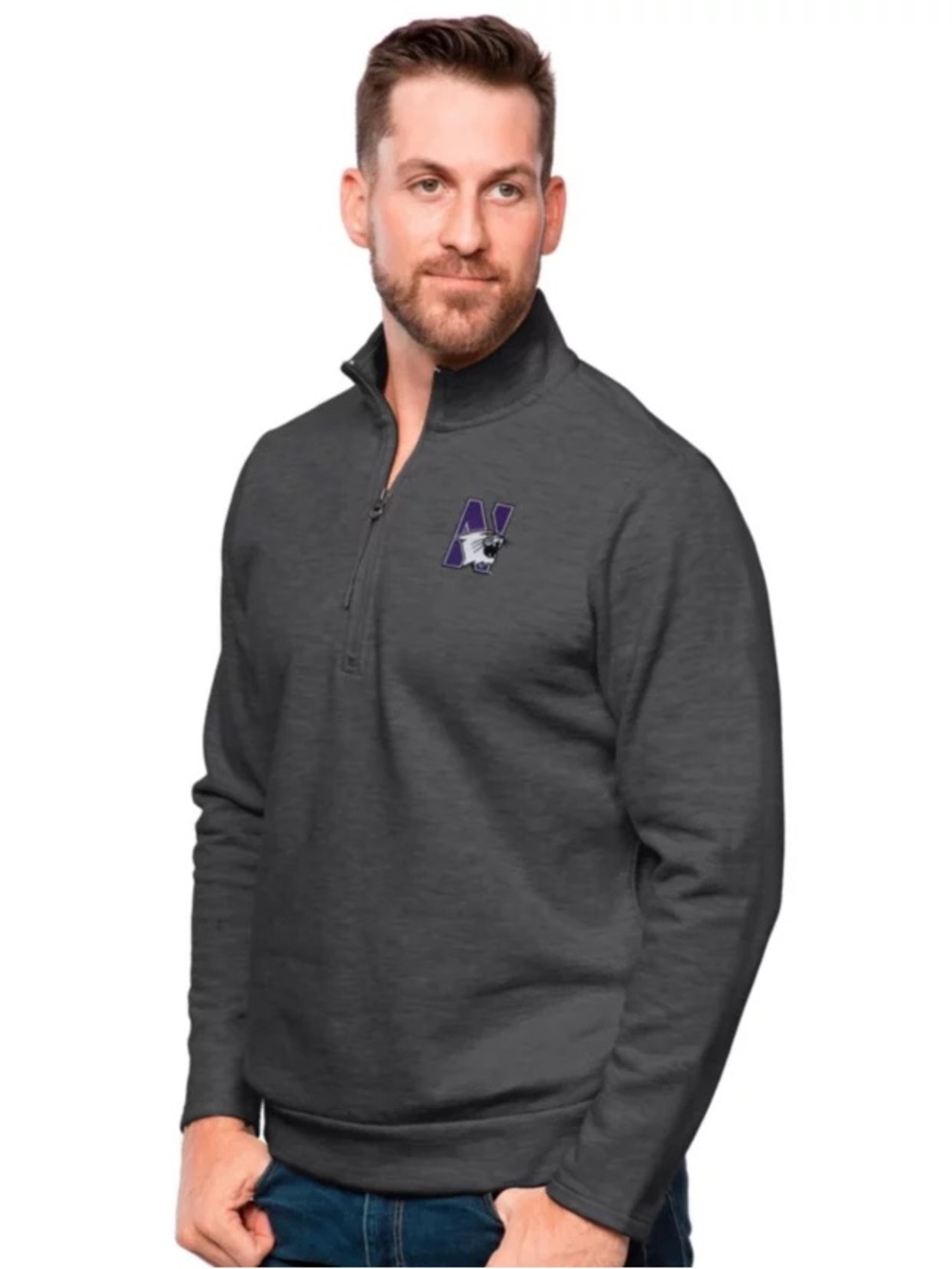 Top of the World Northwestern Wildcats Logo Gray Quarter-Zip Sweatshirt - Large
